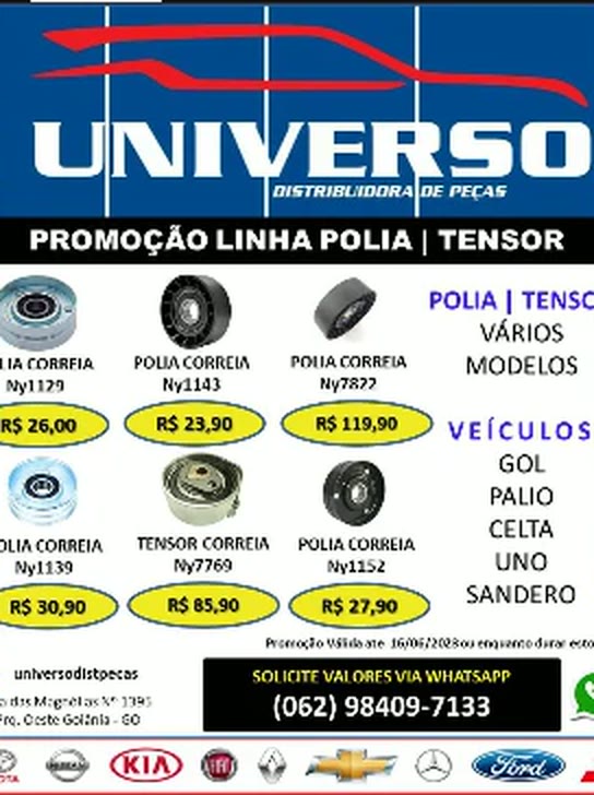 Peça de promoção de polia e tensor com preços